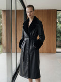 Long Black Coat - Furry Leather