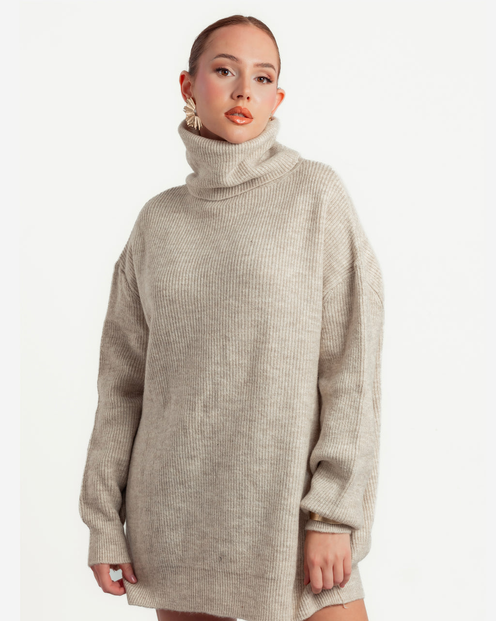 High Neck Long Knitwear Sweater