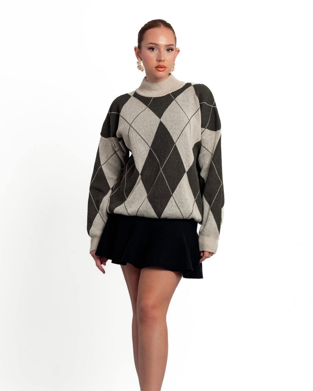 Diamond Patterned Knitwear Sweater