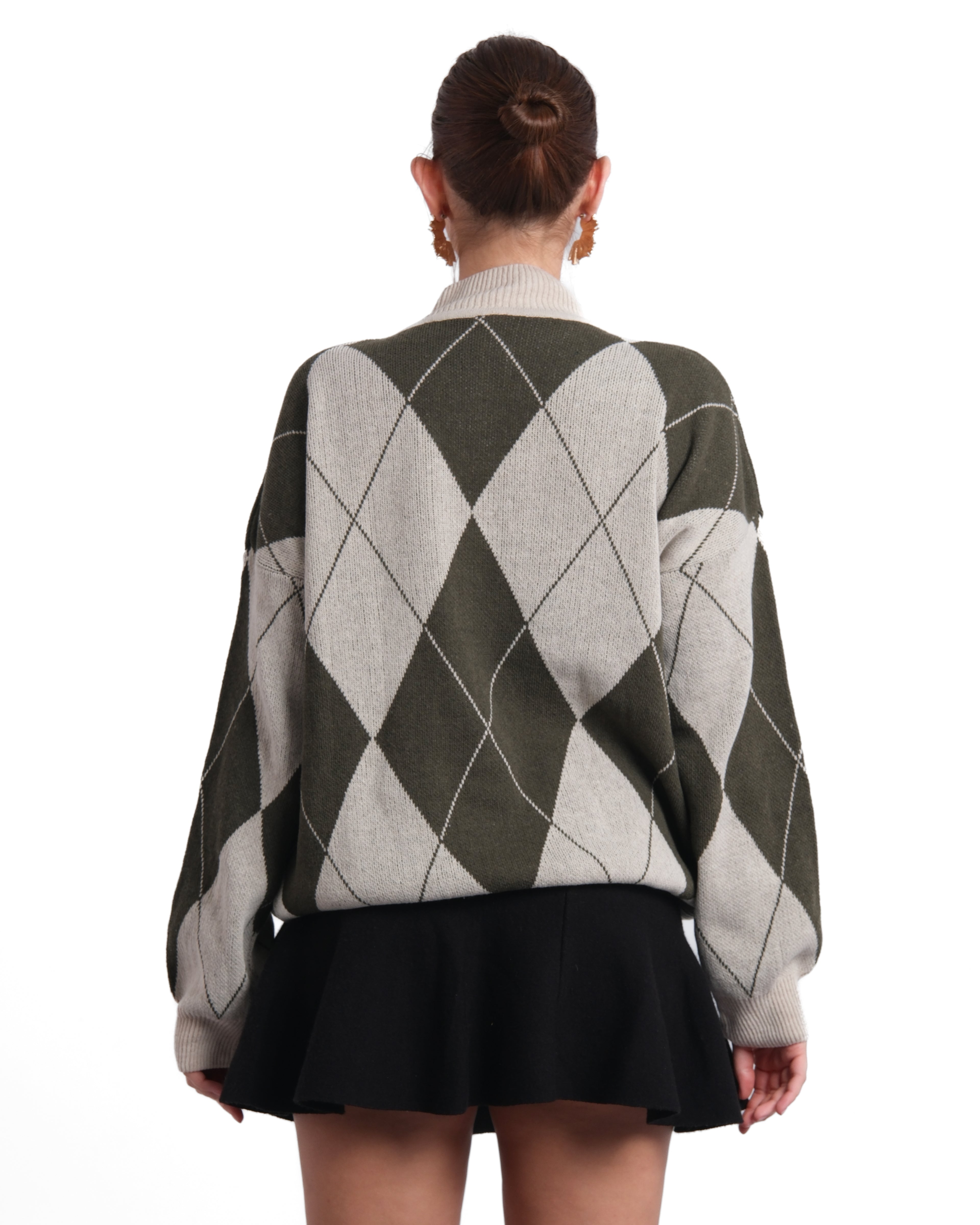 Diamond Patterned Knitwear Sweater