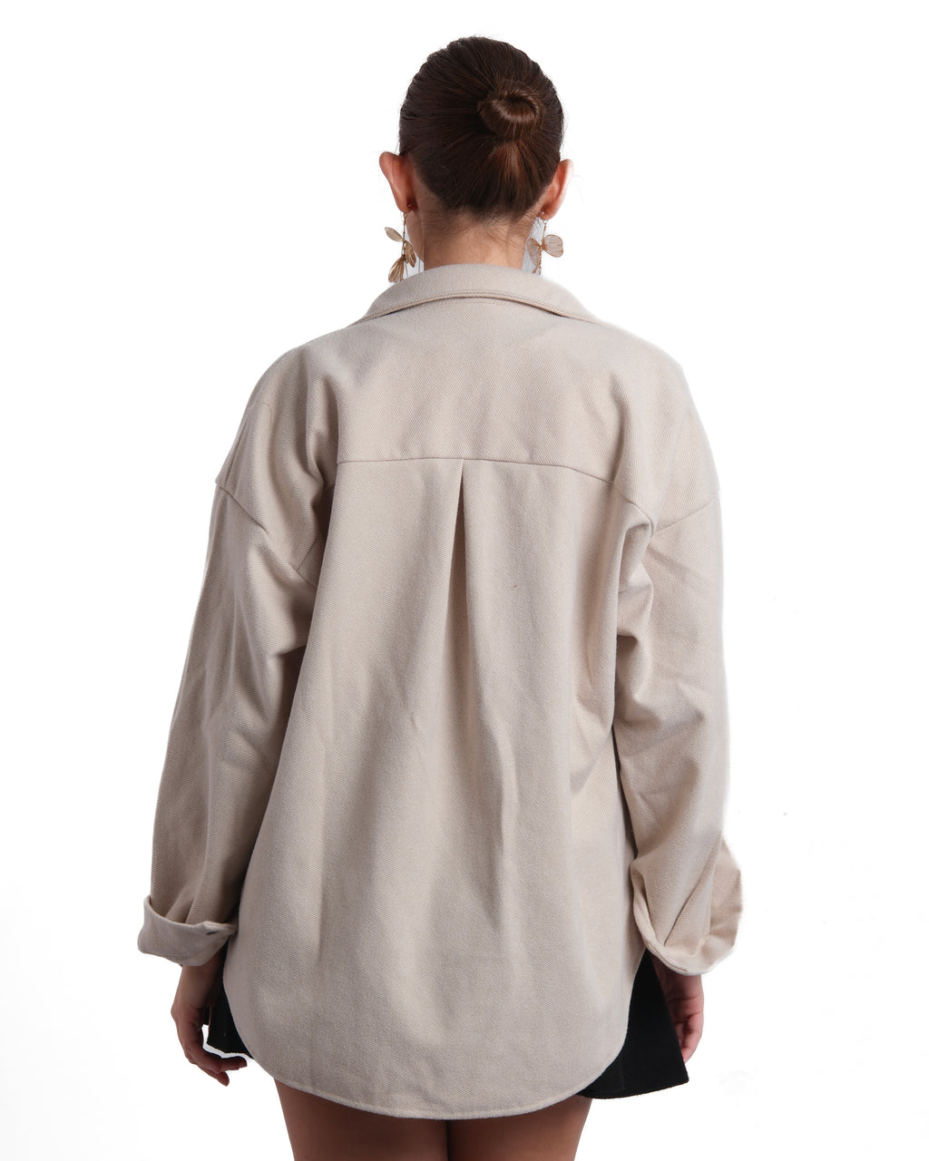 Beige Oversize Hooded Jacket