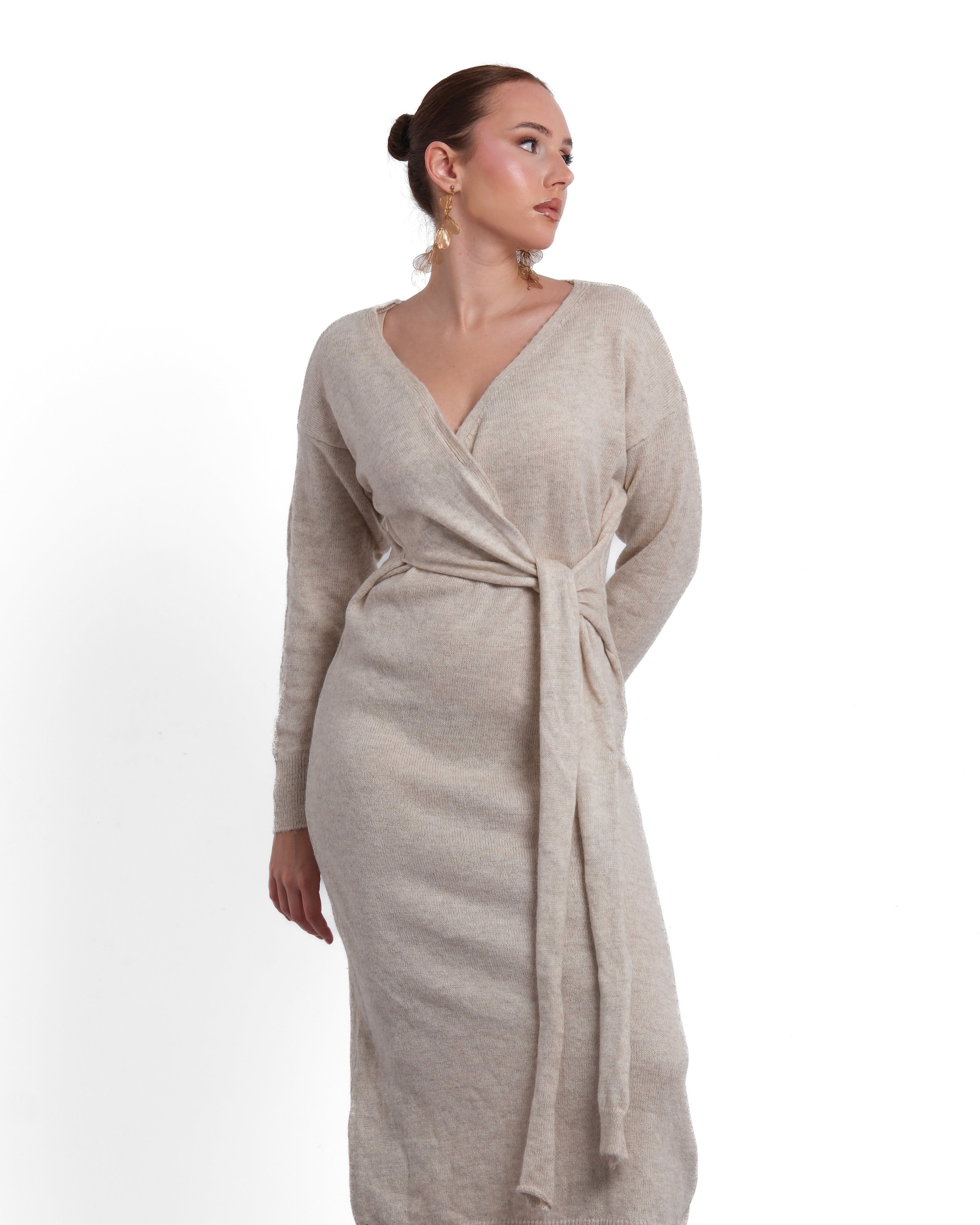 Midi Knitwear Dress With Side Tie