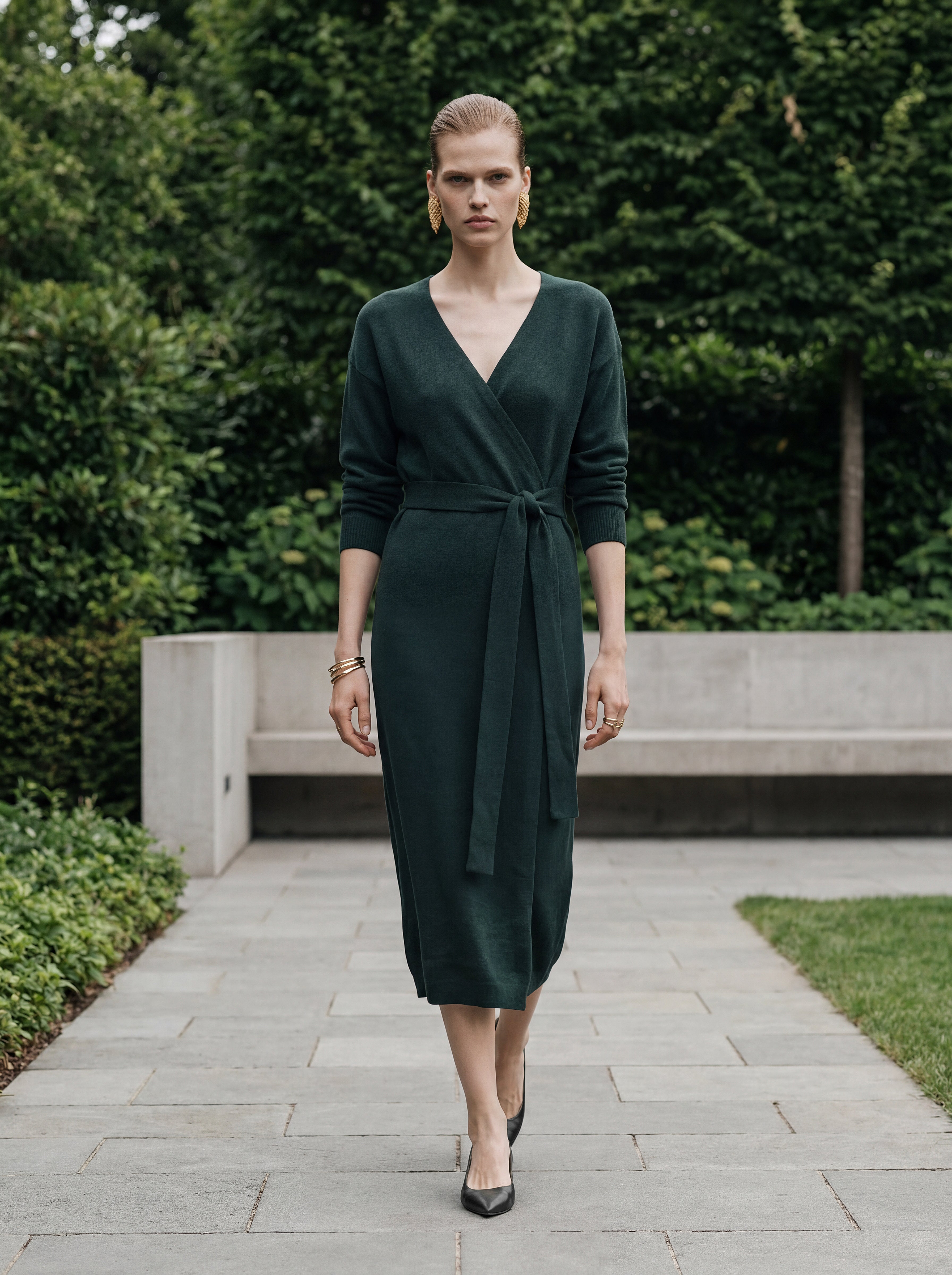 Midi Knitwear Dress With Side Tie