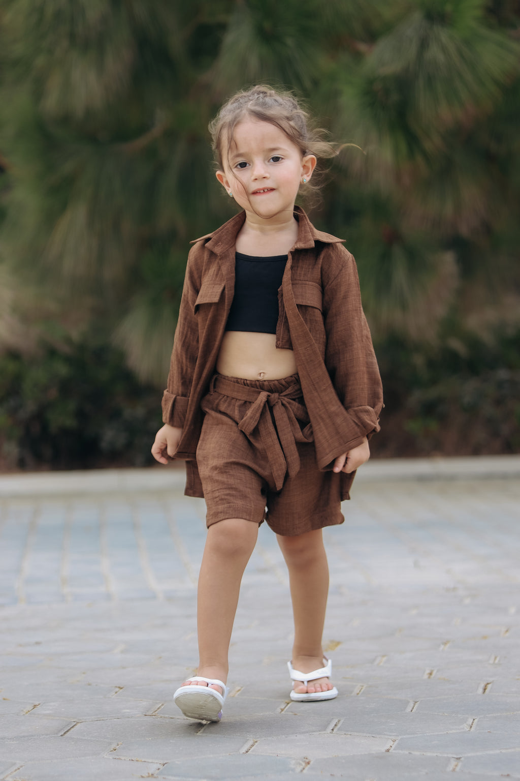 Long-sleeve Linen set for Girls