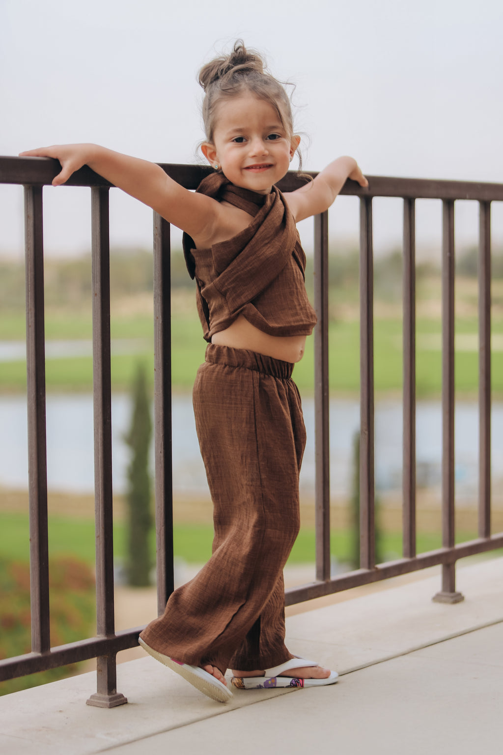 Criss Cross Linen Set for Girls