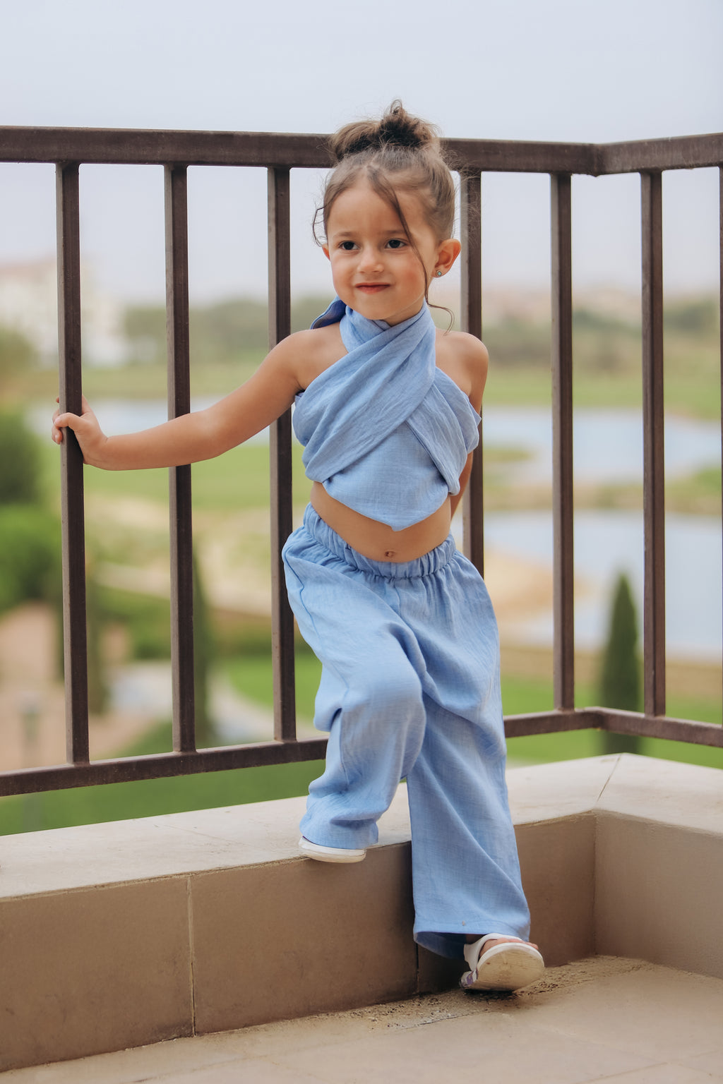 Criss Cross Linen Set for Girls
