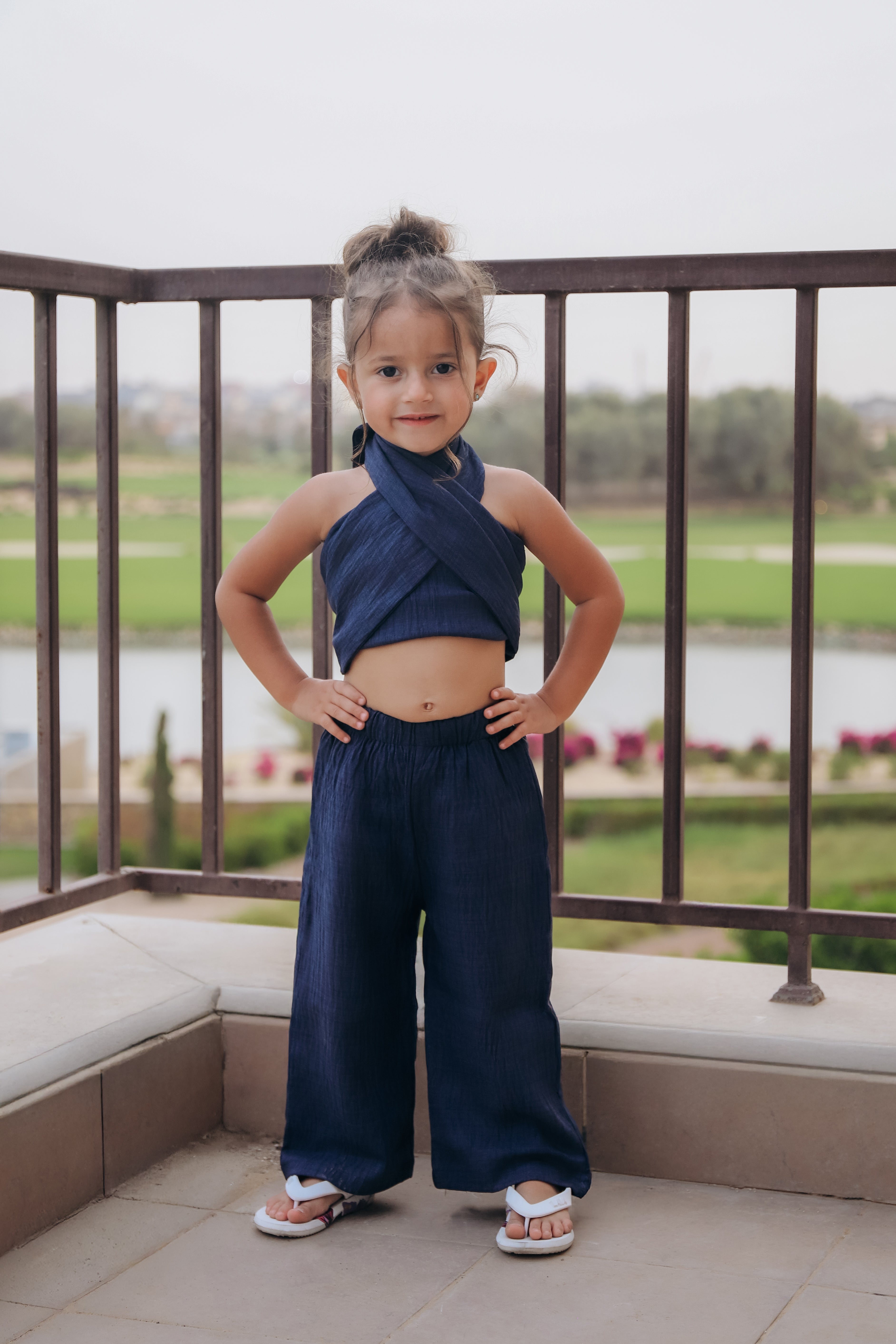 Criss Cross Linen Set for Girls