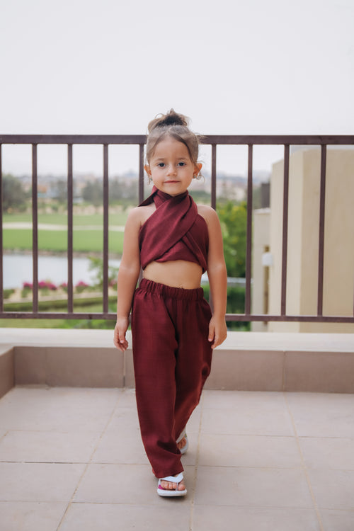 Criss Cross Linen Set for Girls