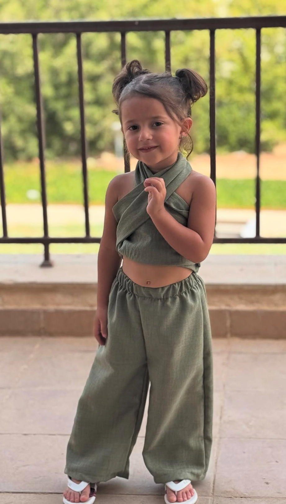 Criss Cross Linen Set for Girls