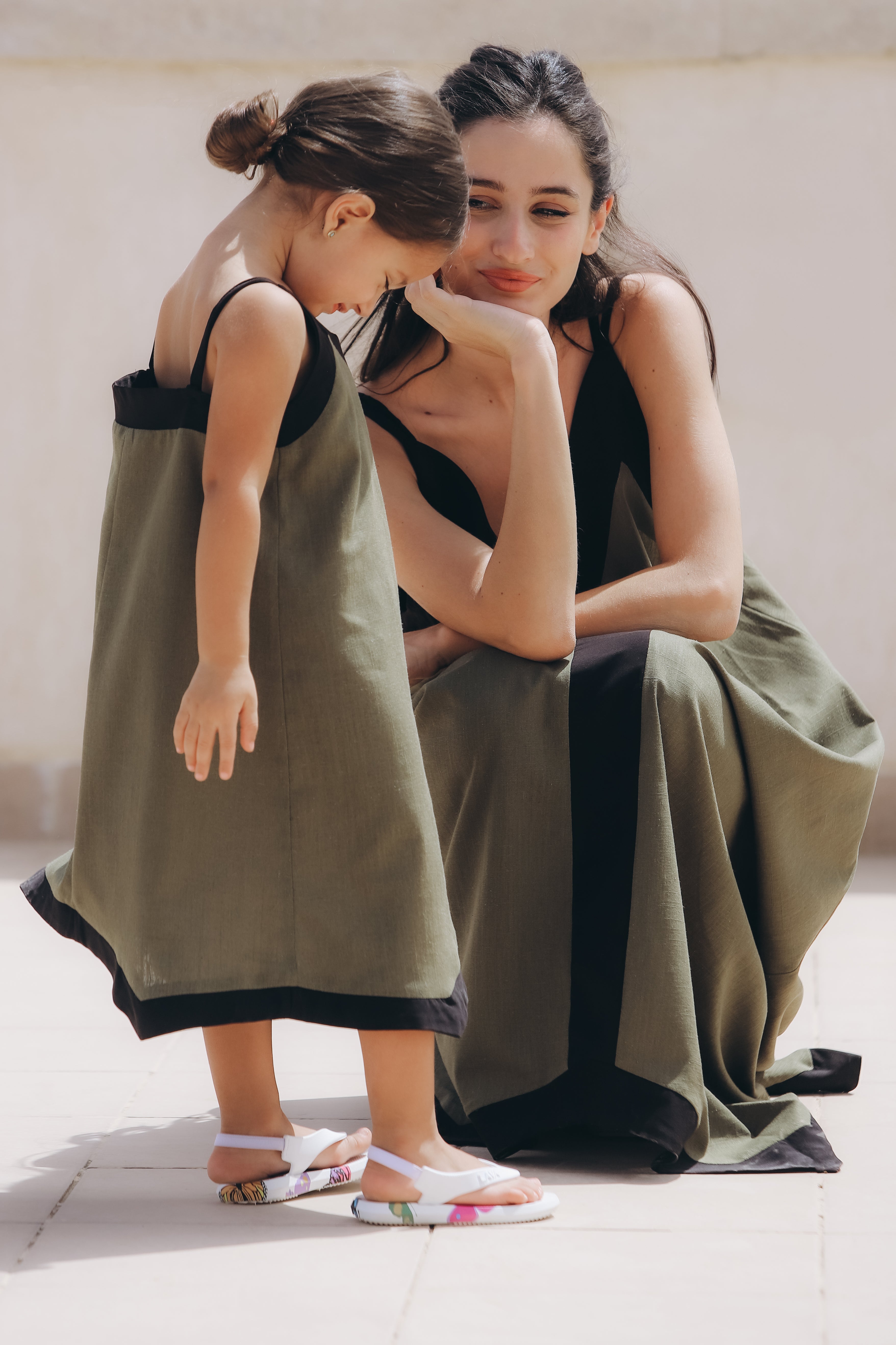 Olive linen dress
