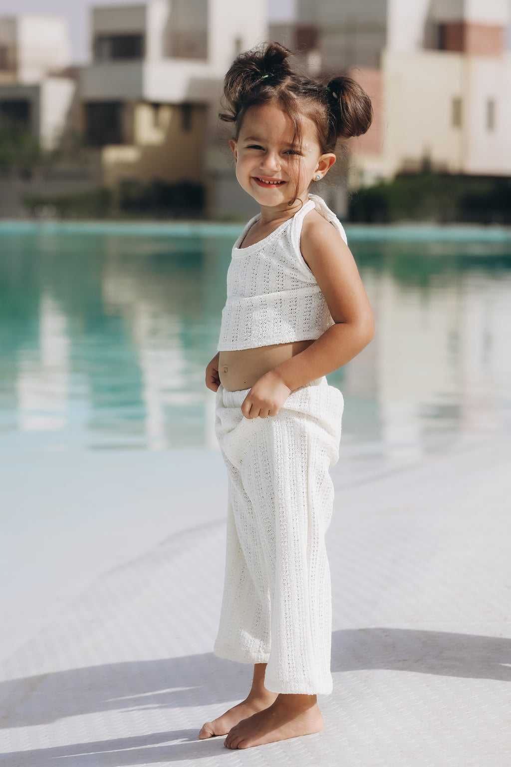 Off-white knitwear set for Girls
