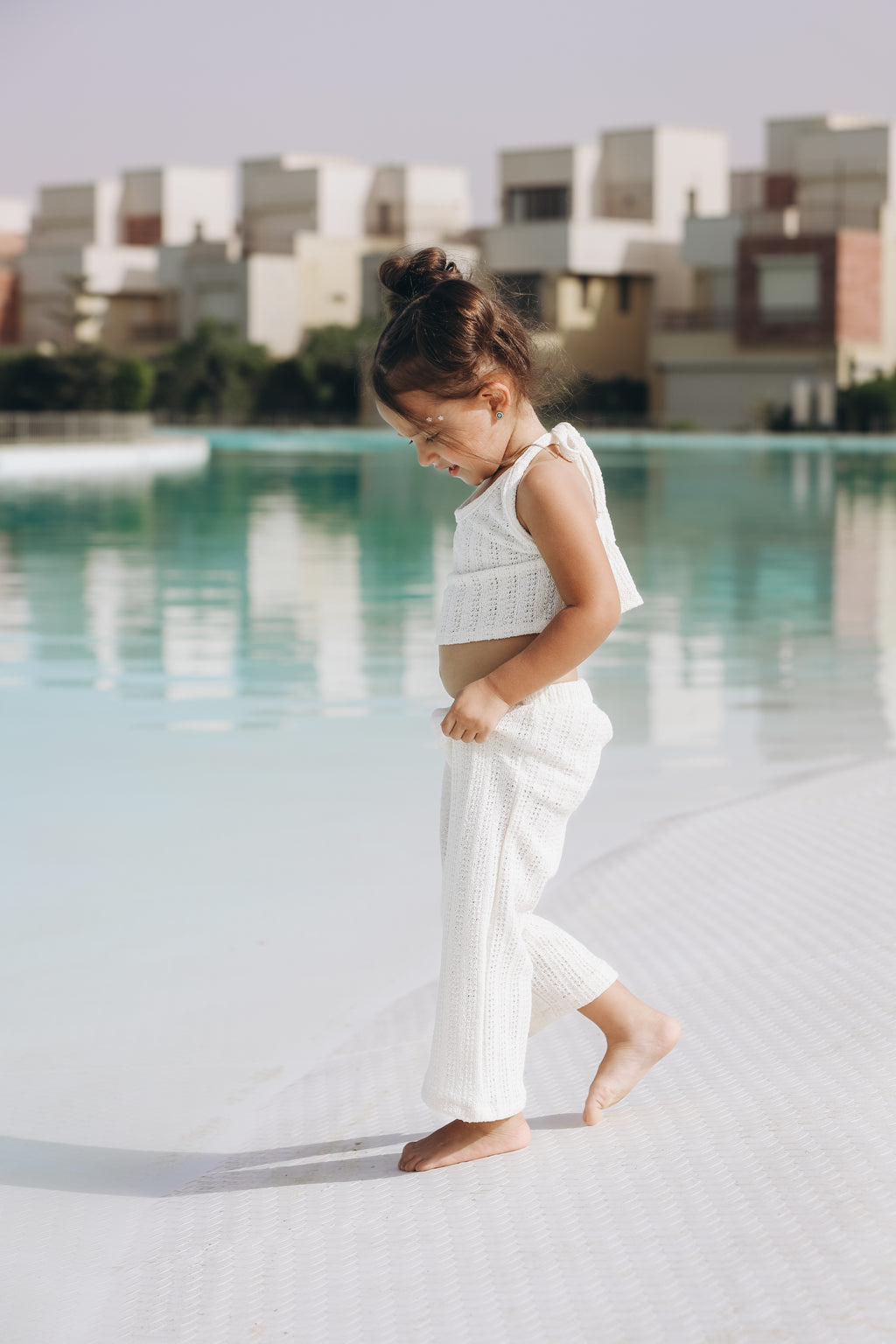 Off-white knitwear set for Girls