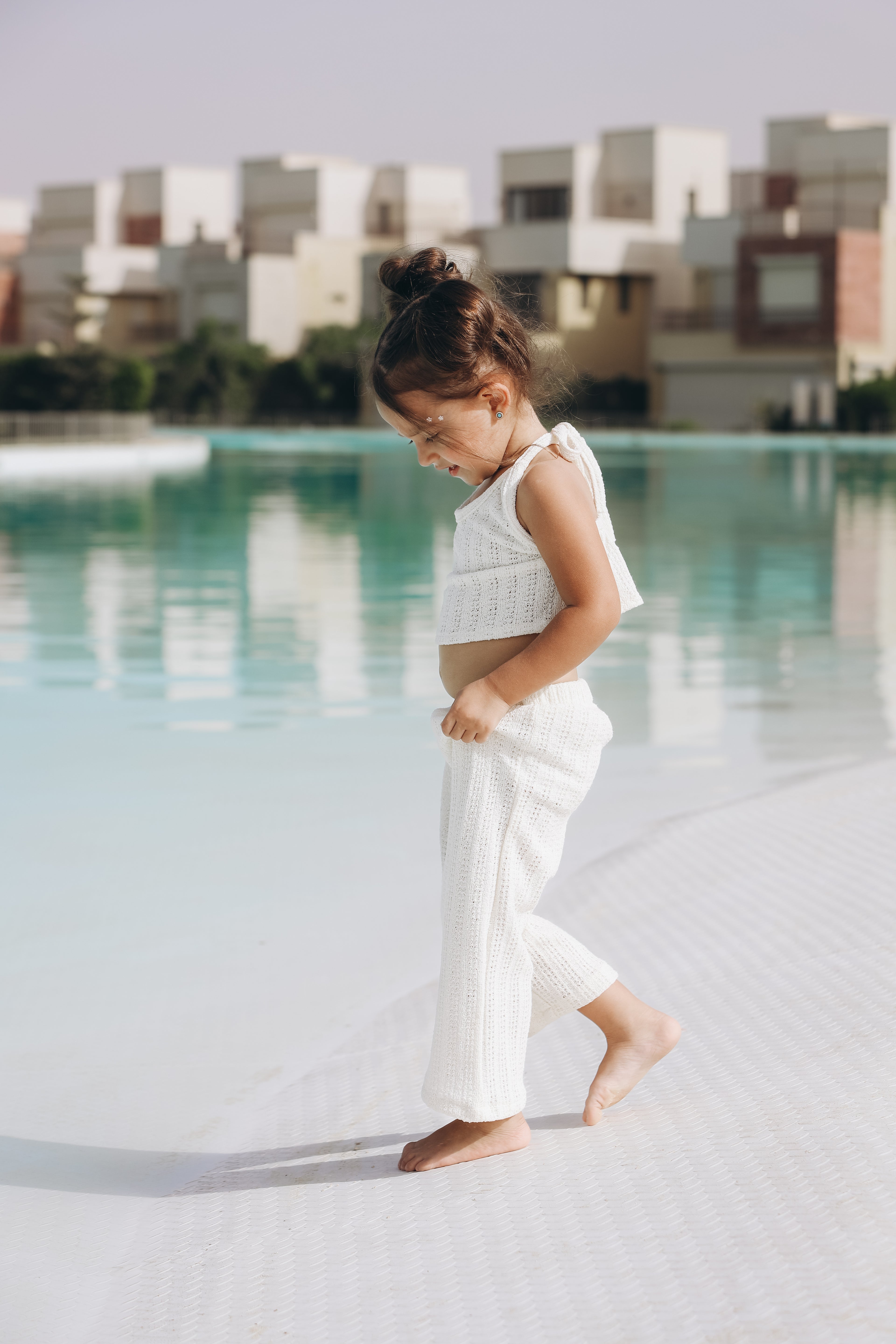 Off-white knitwear set for Girls