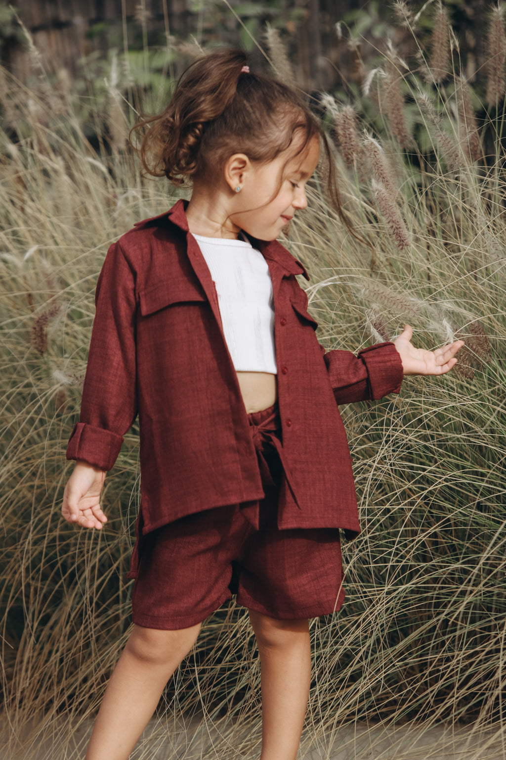 Long-sleeve Linen set for Girls