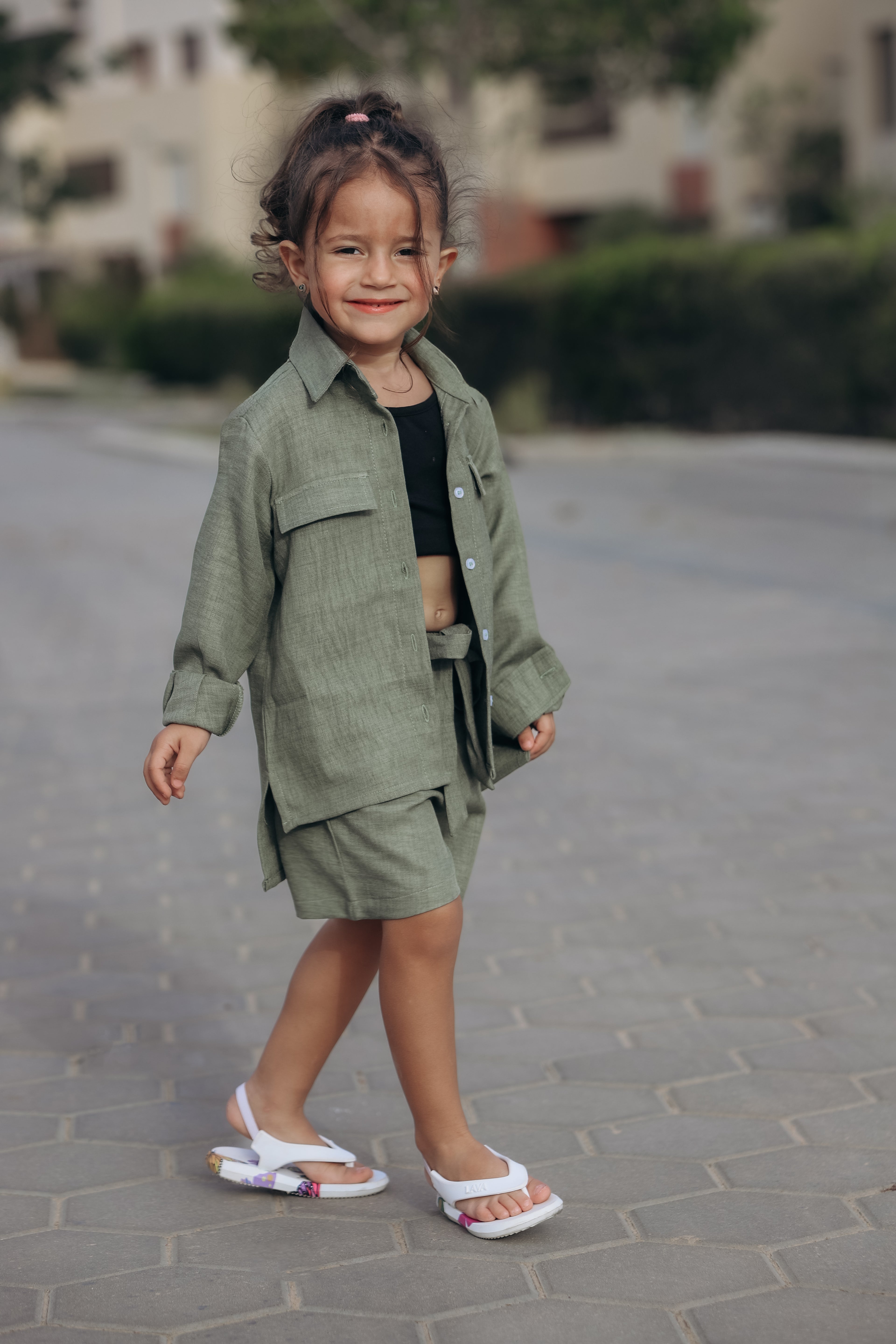 Long-sleeve Linen set for Girls