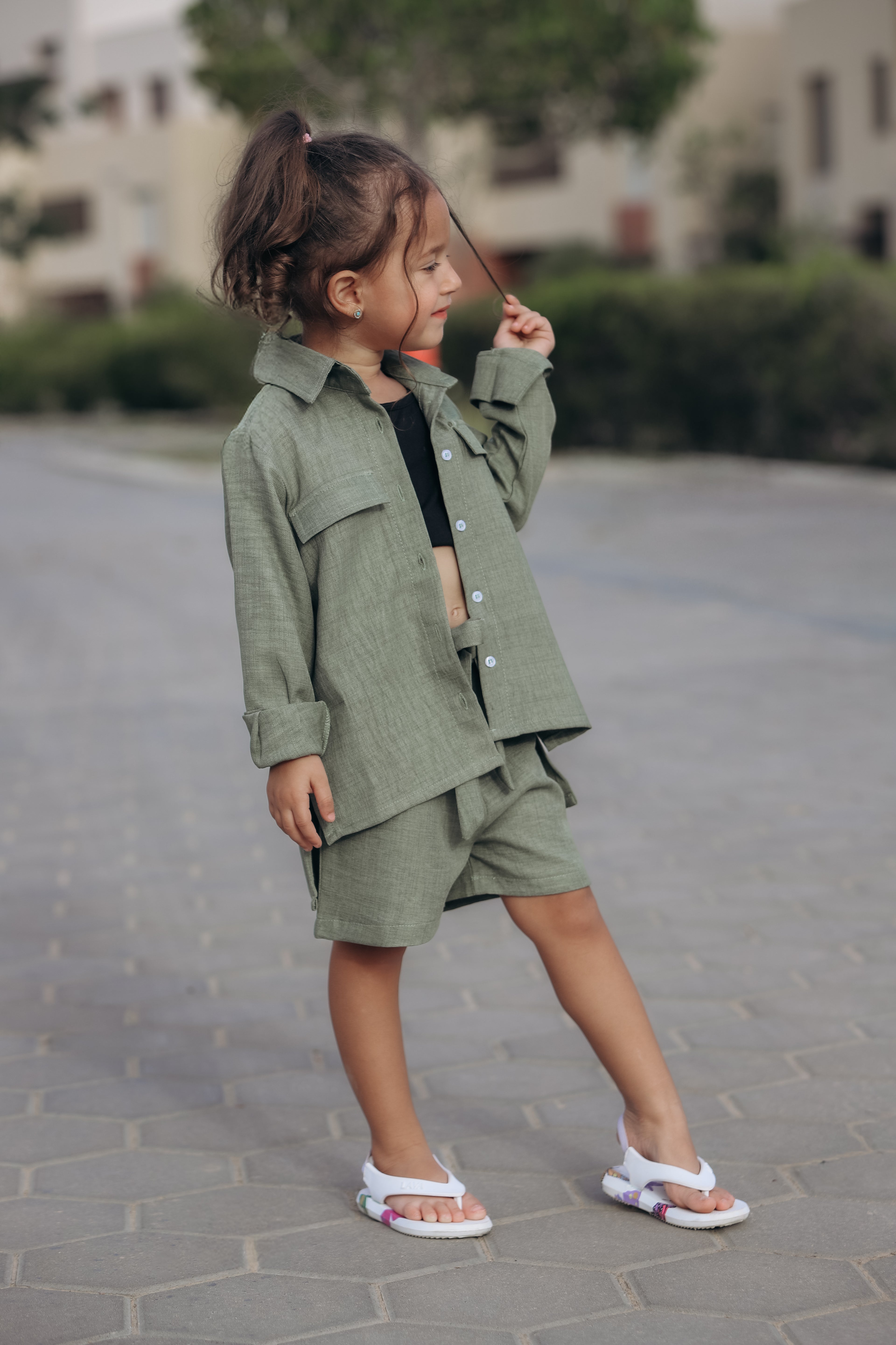 Long-sleeve Linen set for Girls