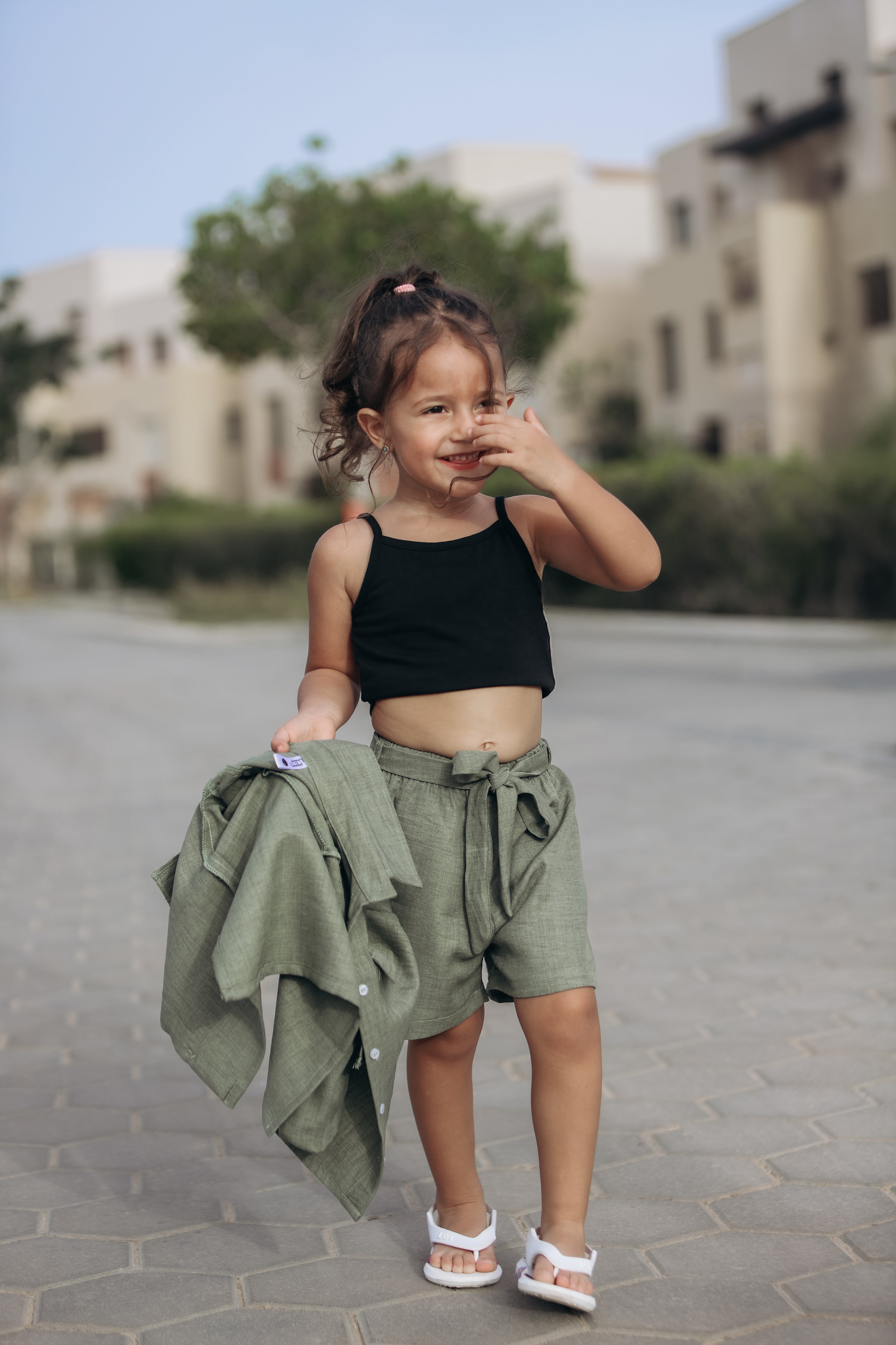 Long-sleeve Linen set for Girls