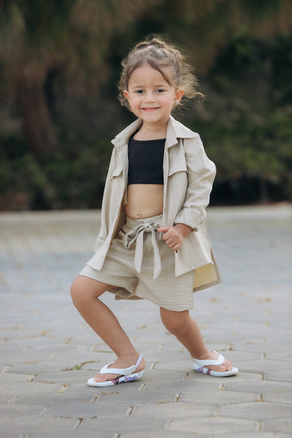Long-sleeve Linen set for Girls