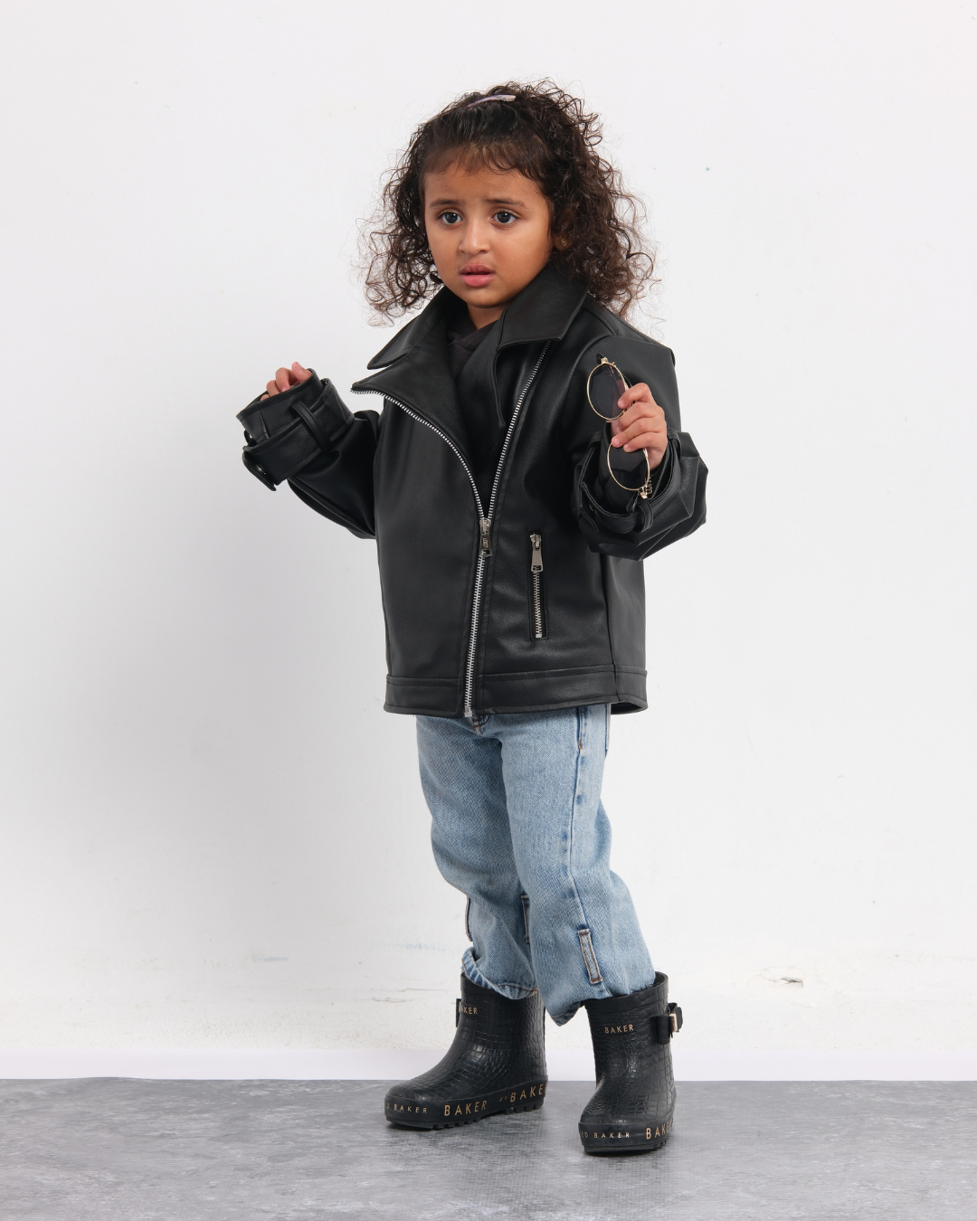 Leather Jacket With Side Zipper For Girls