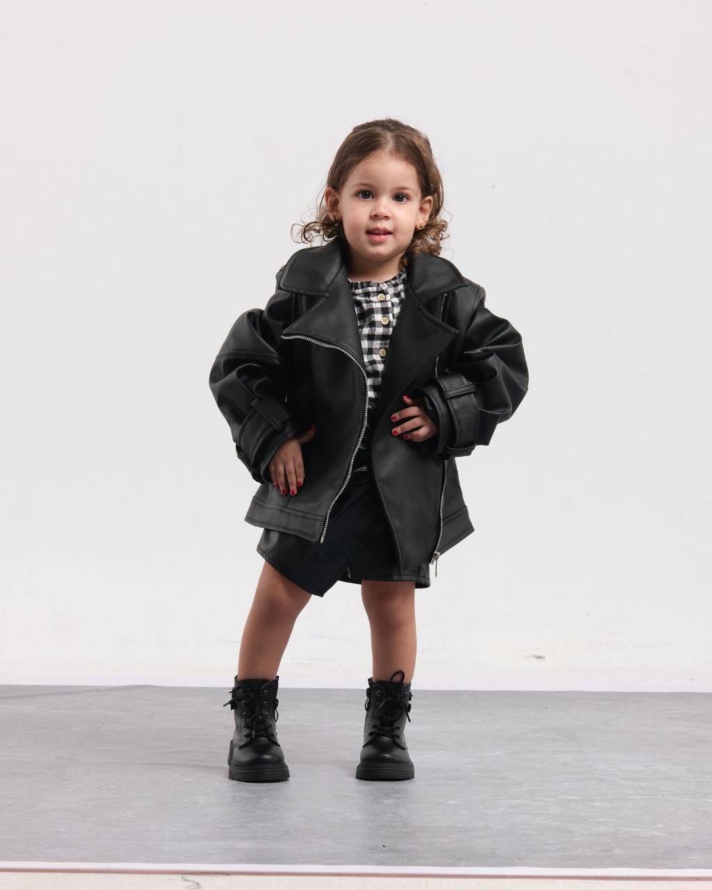 Leather Jacket With Side Zipper For Girls