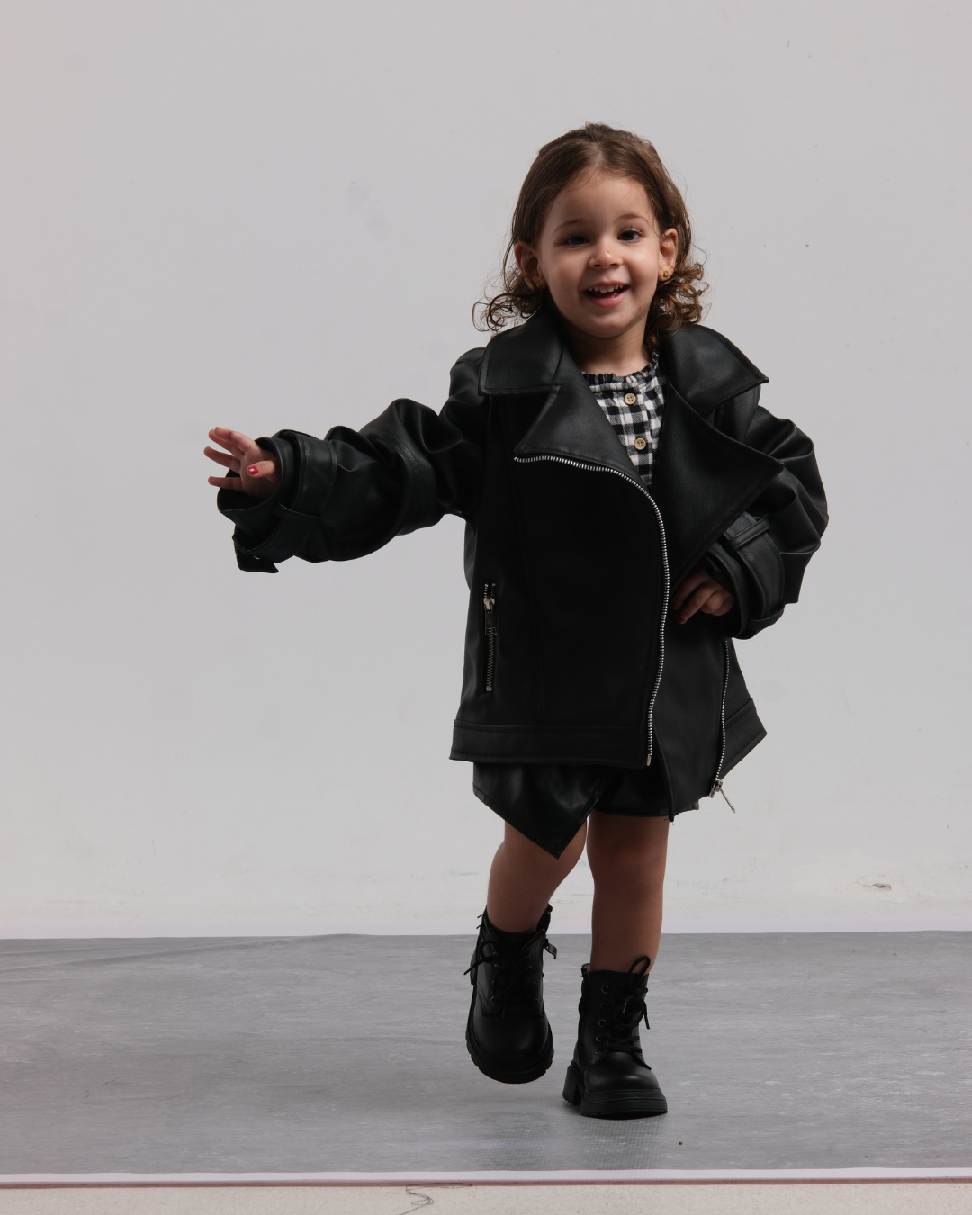 Leather Jacket With Side Zipper For Girls