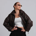 Brown Oversize Leather Jacket